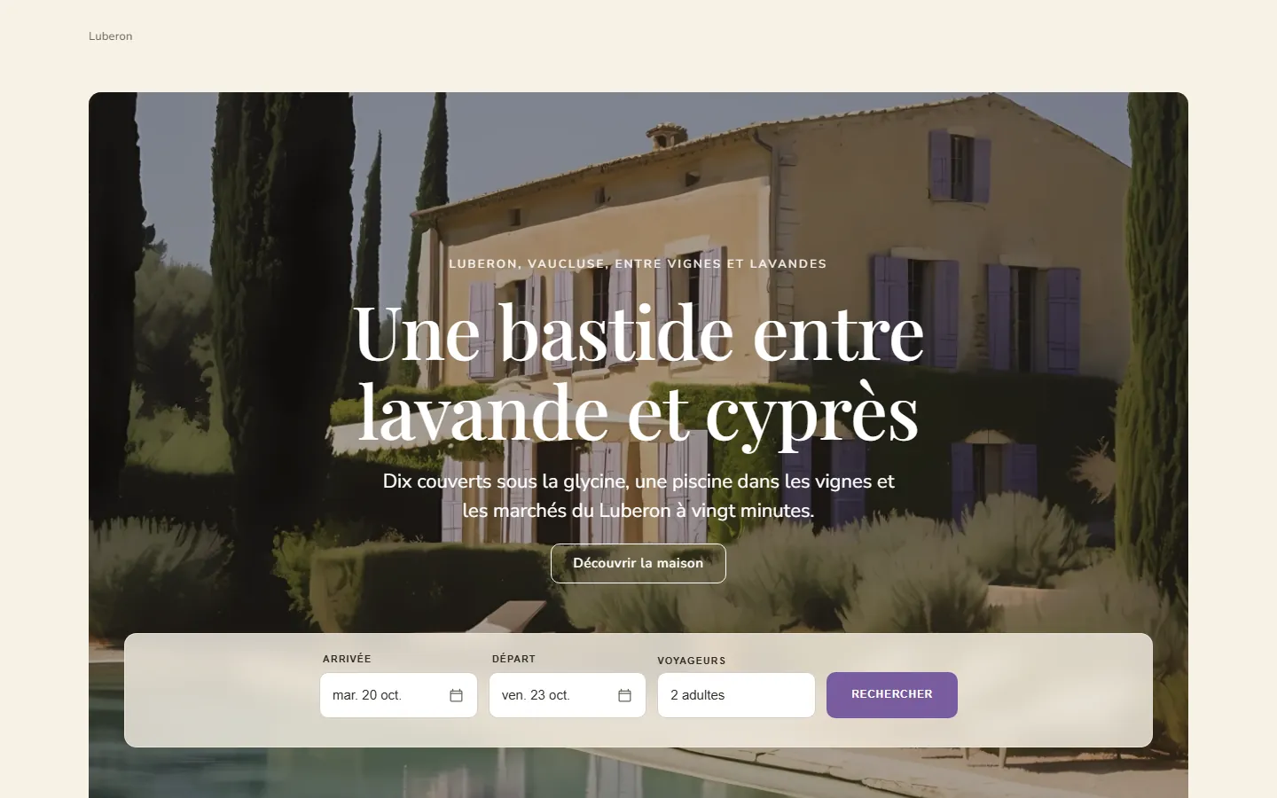 Bastide des Cigales — Accueil